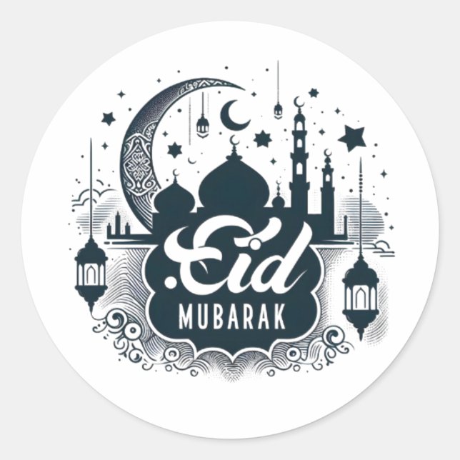 Eid Mubarak Classic Round Sticker (Front)