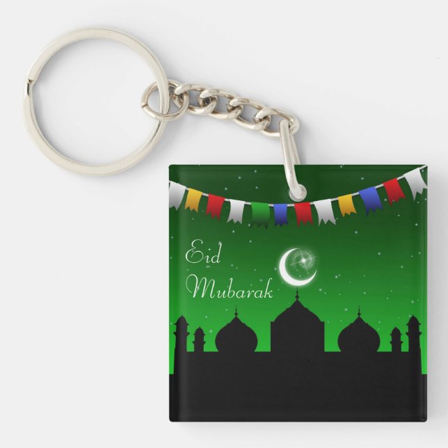 Eid Mubarak Colorful Garland Keychain (Front)