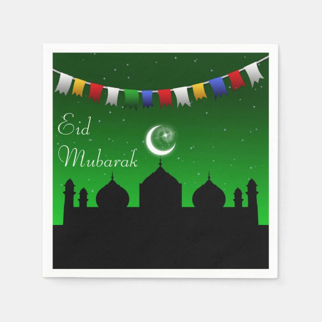 Eid Mubarak Colorful Garland Napkins (Front)