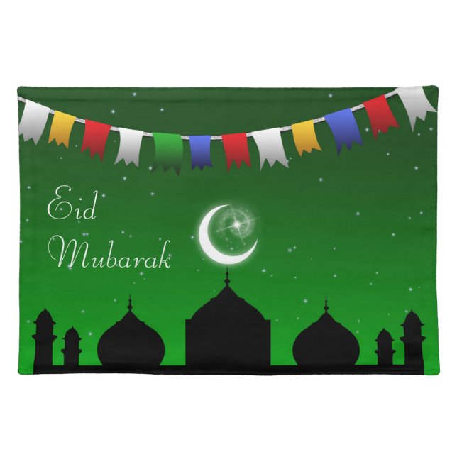 Eid Mubarak Colorful Garland Placemat (Front)