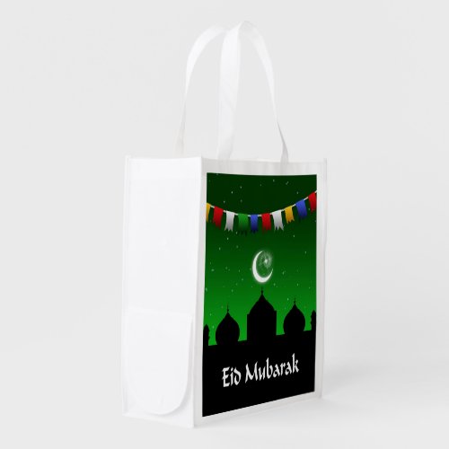 Eid Mubarak Colorful Garland Reusable Grocery Bag