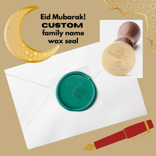 'Eid Mubarak!' Custom Family Name Modern Elegant Wax Seal Stamp