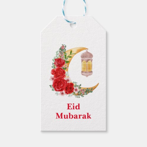 Eid Mubarak Custom Floral Cresent Islamic Lantern Gift Tags