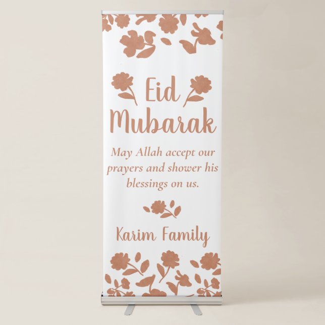 Eid Mubarak Custom Islam Home Decor Floral  Pedest Retractable Banner (Front)