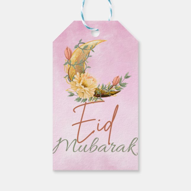Eid Mubarak Eid Floral Moon Gift Tag (Back)