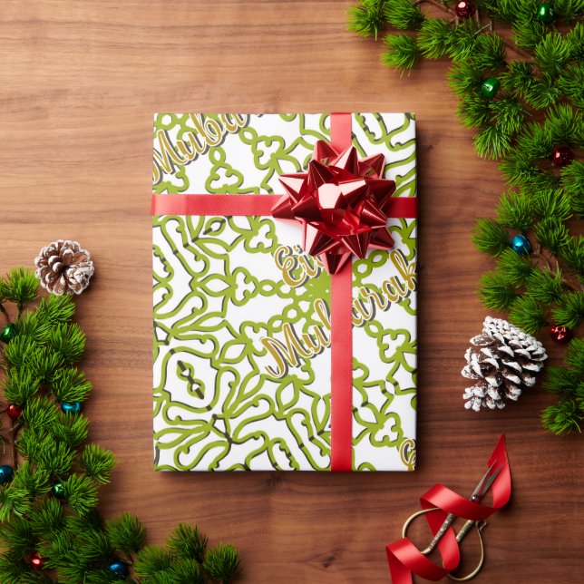 Eid Mubarak Eid Greeting green Wrapping Paper (Holiday Gift)