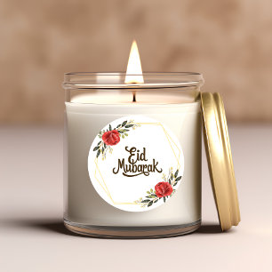 Eid Mubarak English Gold Frame Floral Sticker
