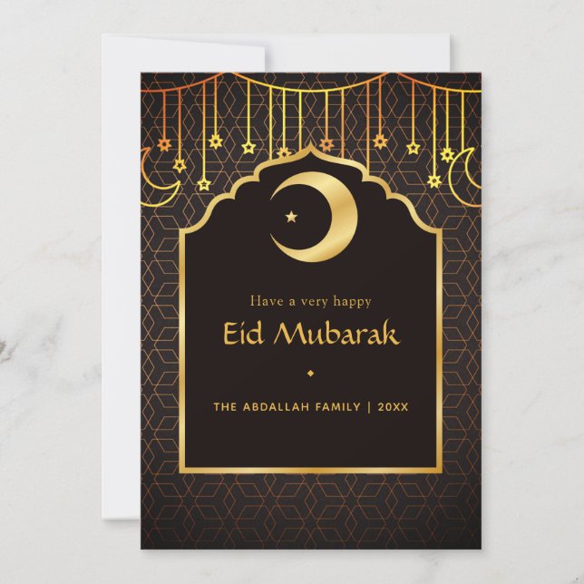 Eid Mubarak Family Photo Collage Greeting Holiday Card (Front)
