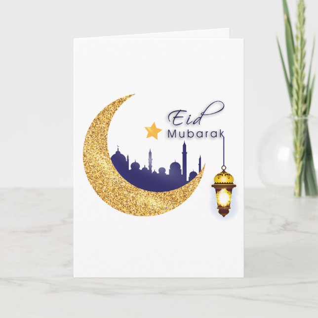 Eid Mubarak Family Photo Greeting Holiday Card (Front)