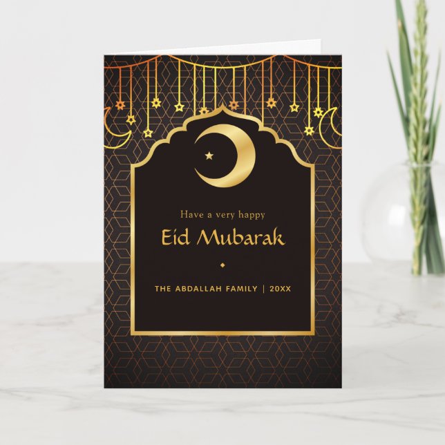 Eid Mubarak Family Photo Greeting Holiday Card (Front)