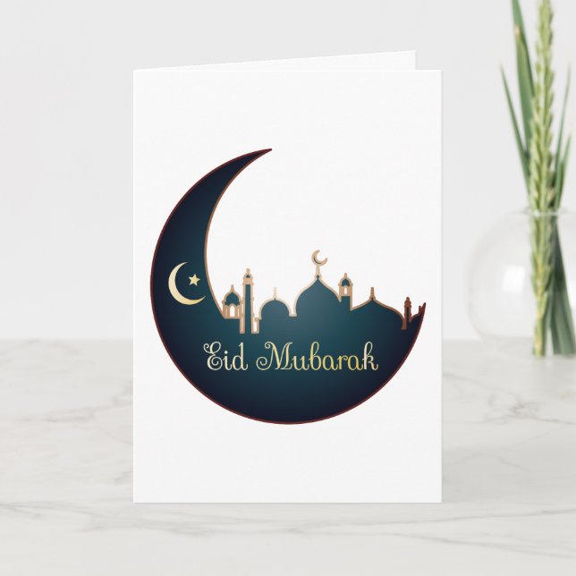 Eid Mubarak Family Photo Greeting Holiday Card (Front)