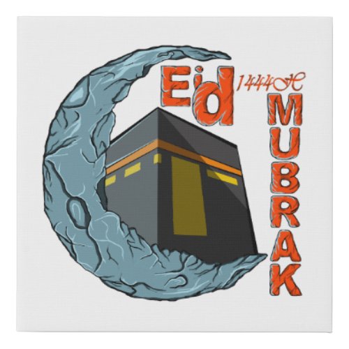 Eid mubarak faux canvas print