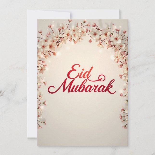 Eid mubarak floral Card Modern Eid Fitr Card (Front)