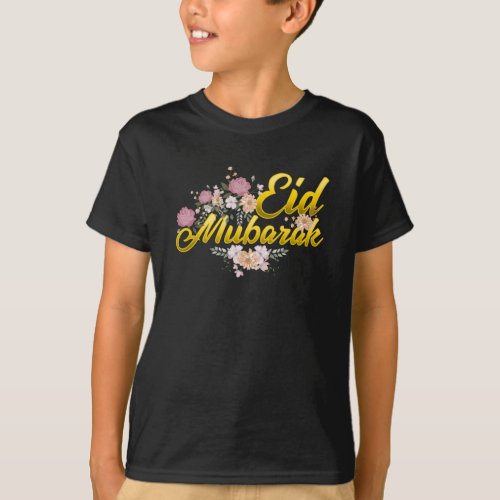 Eid Mubarak Floral Islamic Muslim Flower Woman T_Shirt