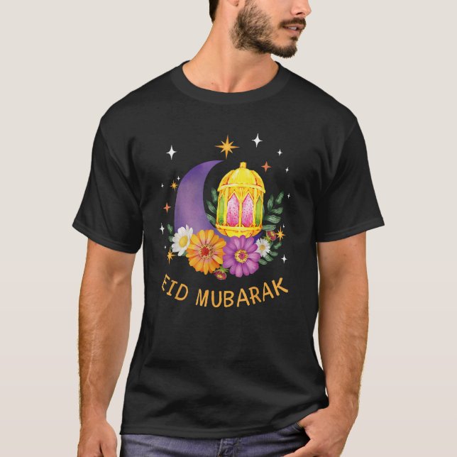 Eid Mubarak Floral Islamic Ramadan for Muslim Wome T-Shirt (Front)