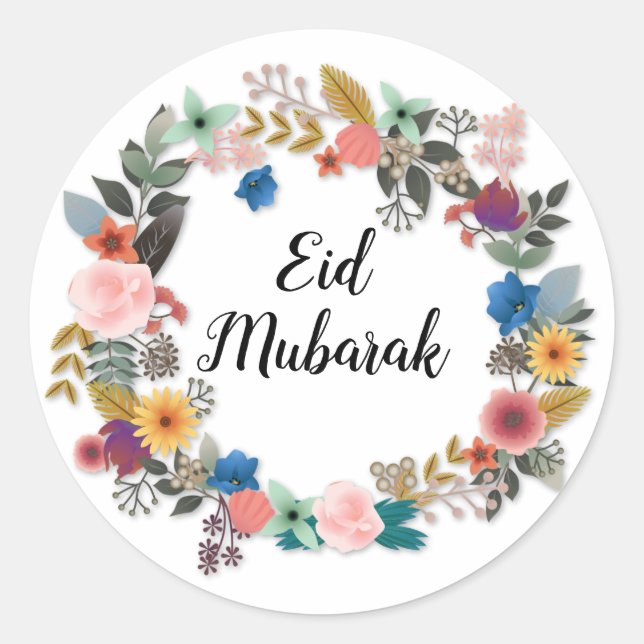 EID MUBARAK FLORAL WREATH STICKER (Front)