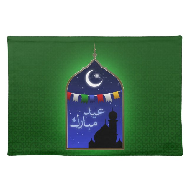 Eid Mubarak Garland Moon Placemat (Front)