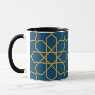 Eid Mubarak Geometric Design Blue Mug