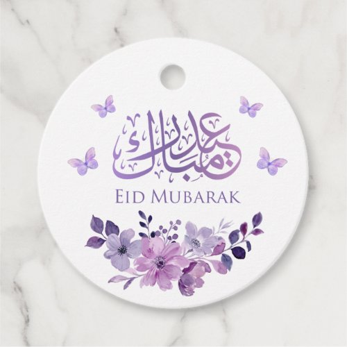 Eid Mubarak gift tag purple floral Favor Tags
