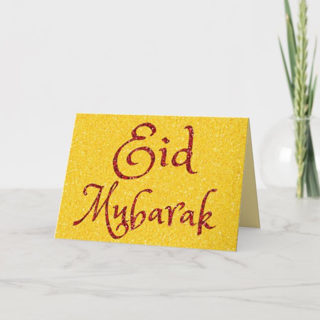 Eid Mubarak Glitter Greeting Card (Front)