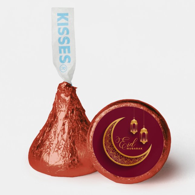 Eid Mubarak Gold Crescent Islamic Lantern Red Hershey®'s Kisses® (Front)