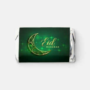 Eid Mubarak Gold Crescent Sparkle Green Hershey's Miniatures