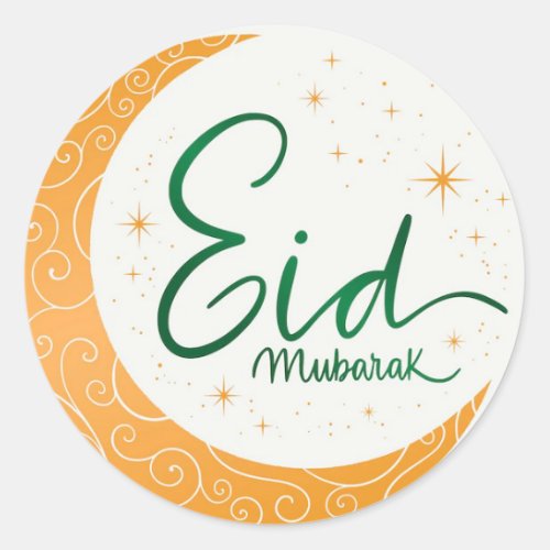 Eid Mubarak Gold Muslim Decorations   Classic Round Sticker