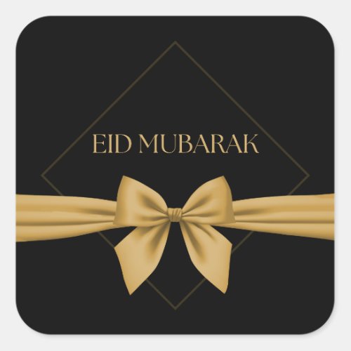 Eid Mubarak gold ribbon Square Sticker