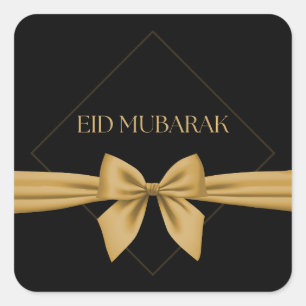 Eid Mubarak gold ribbon Square Sticker
