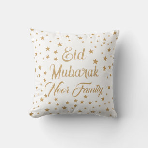 Eid Mubarak Gold Star custom design islam decor Throw Pillow