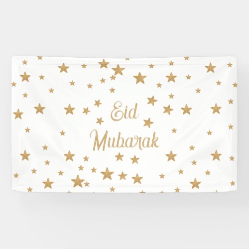 Eid Mubarak Gold Star Glitter Sparkle decor Banner