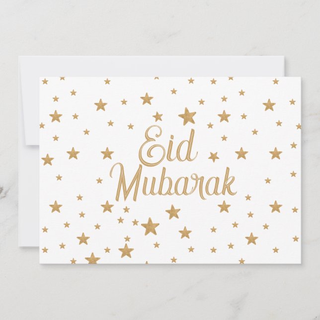Eid Mubarak Gold Star Glitter Sparkle decor Invitation (Front)