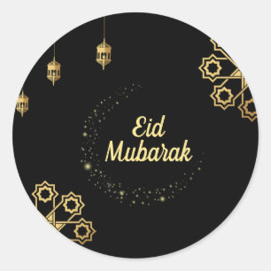 Eid Mubarak Golden Customize Classic Round Sticker