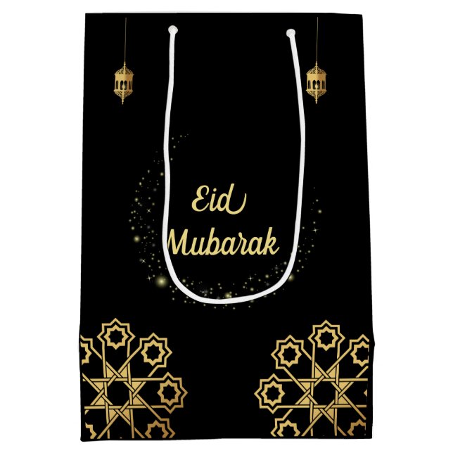 Eid Mubarak Golden Customize Medium Gift Bag (Back)