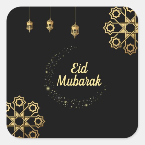 Eid Mubarak Golden Customize Square Sticker