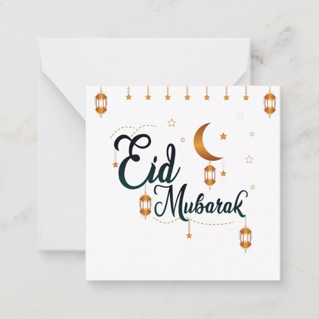 Eid Mubarak Golden Note Card (Front)