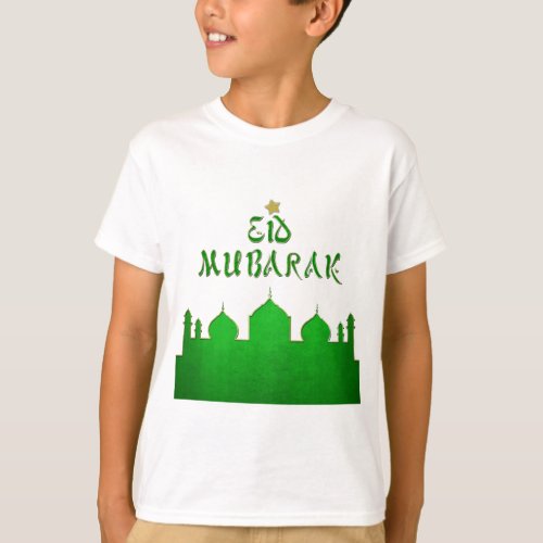 Eid Mubarak Green Gold Mosque T_Shirt