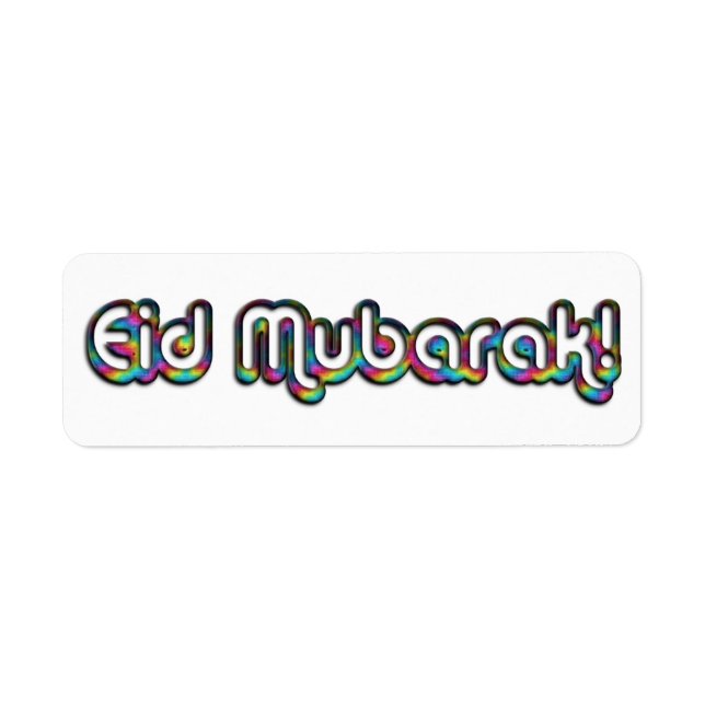 Eid Mubarak Greeting Rainbow Colors Typography Label (Front)