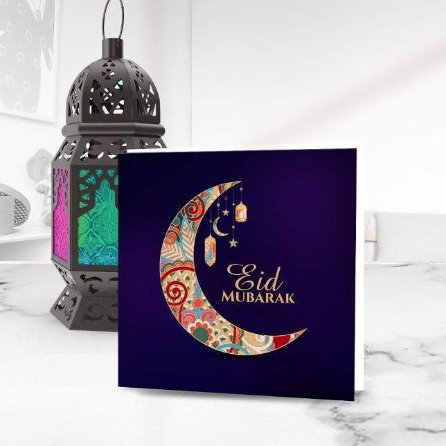 Eid Mubarak - Happy Eid - Colorful Crescent  Holiday Card (Creator Uploaded)