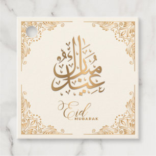 Eid Mubarak   Happy Eid Golden Calligraphy Creamy Favor Tags