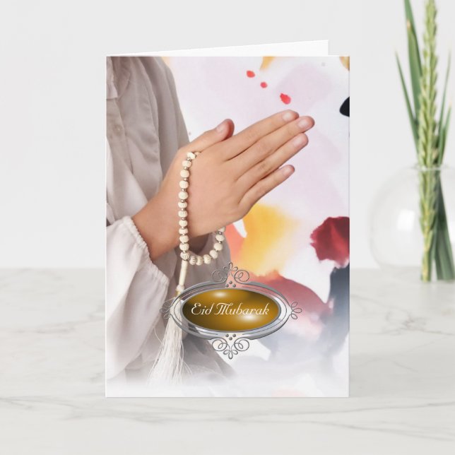 Eid Mubarak / Hijab Girl Holiday Card (Front)