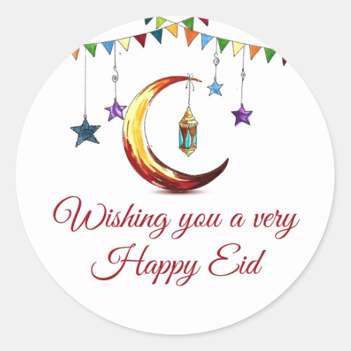 Eid Mubarak  Islamic Crescent  Classic Round Sticker