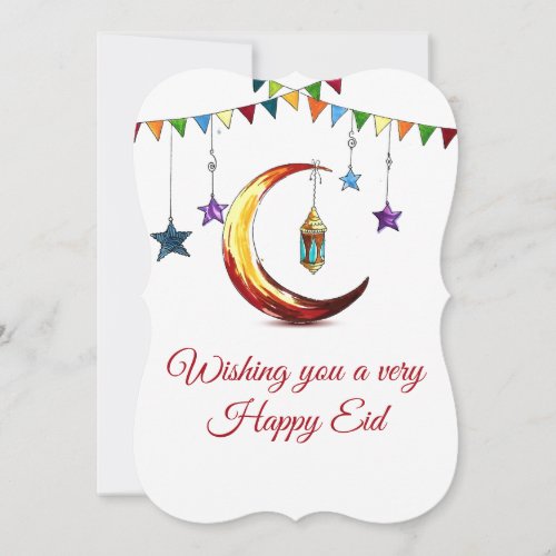Eid Mubarak  Islamic Crescent Holiday Card