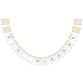 Eid Mubarak Islamic geometric gold decoration Bunting Flags