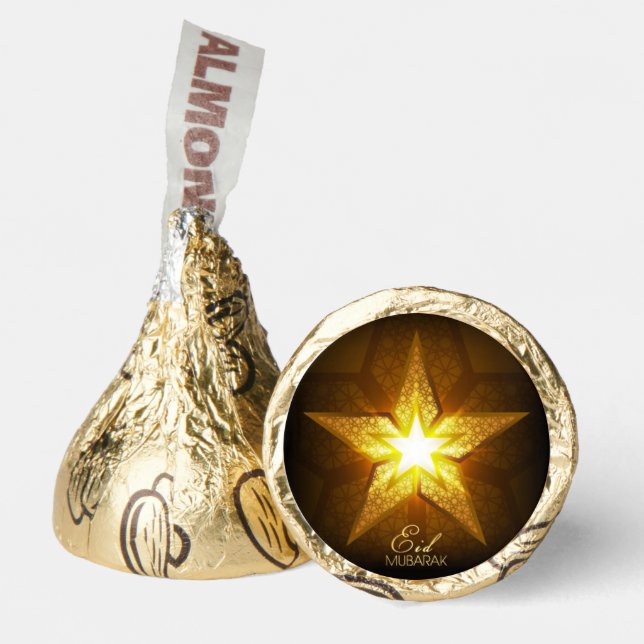 Eid Mubarak Islamic Geometric Pattern Gold Star Hershey®'s Kisses® (Front)