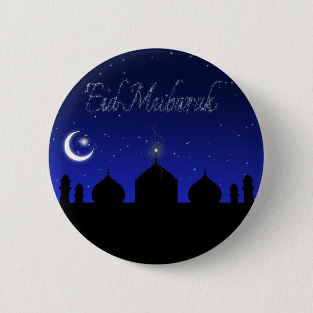 Eid Mubarak - Islamic Greeting Button (Front)