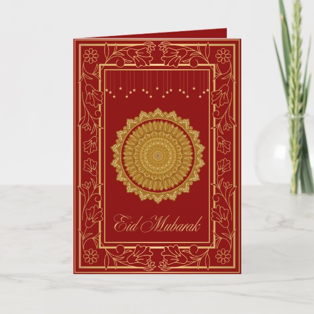 Eid Mubarak islamic greetings card with mandala (Front)