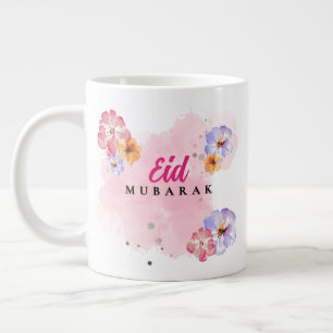 Eid Mubarak Jumbo Coffee Mug - Floral Watercolor