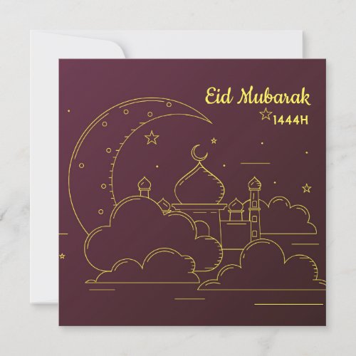 Eid Mubarak Line art  Holiday Card