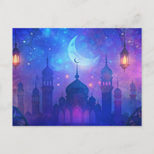 Eid Mubarak Magic Arabian Nights Crescent Colors Postcard